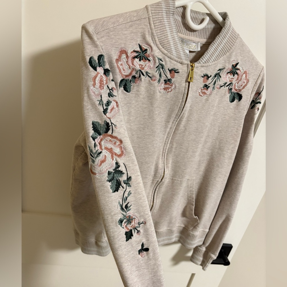 Gloria Vanderbilt Floral Bomber Jacket